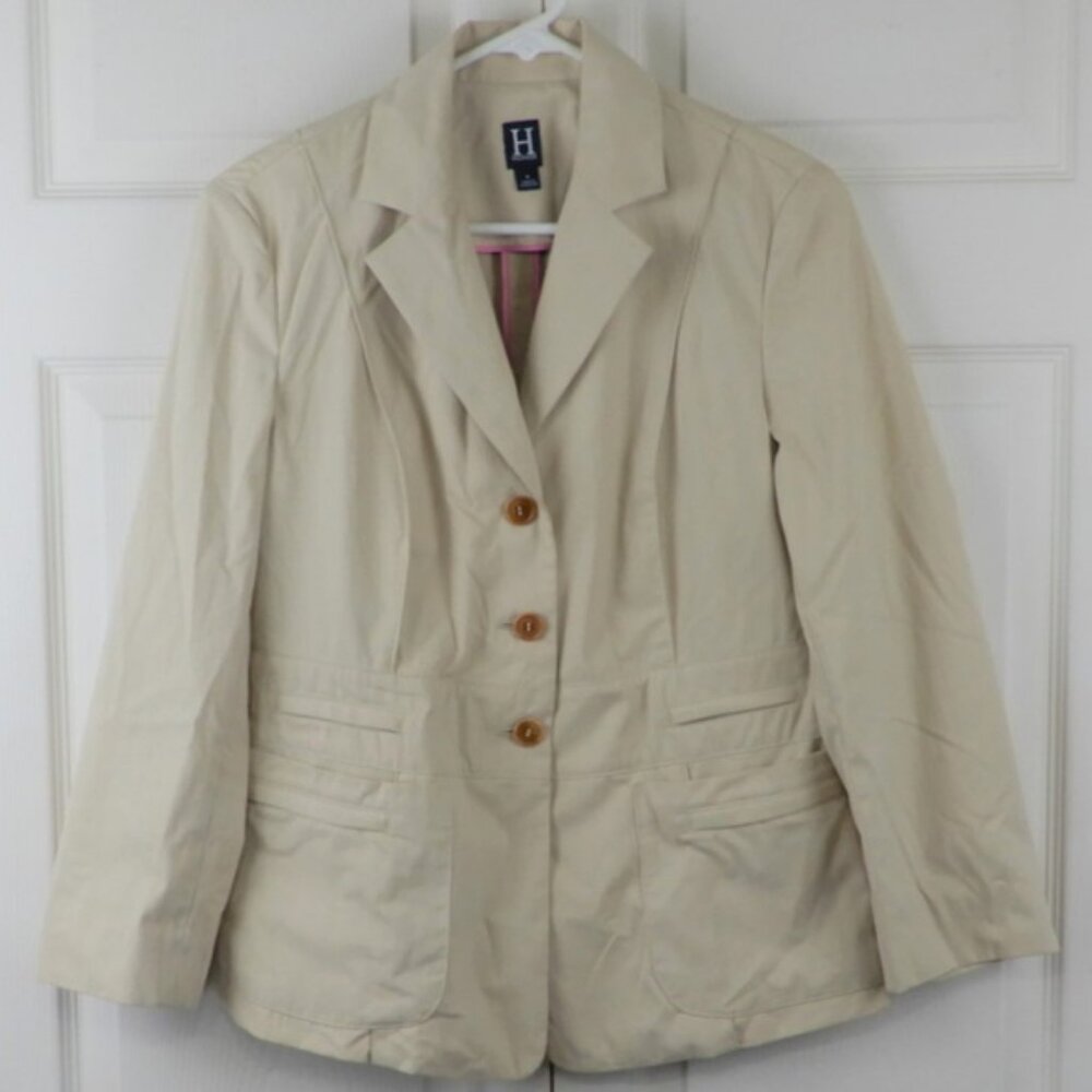 H Hilfiger Tan Button Front Blazer with 6 Front Pockets (CJ021)